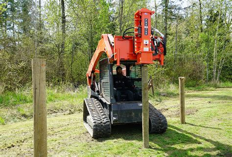 skid steer attachment for setting post|skid steer post driver sale.